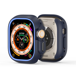 Чехол-бампер для часов Apple Watch Ultra 1 и 2 размер 49мм, темно-синий с синими вставками (Midnight/Blue) от Dux Ducis, серия Bamo Series Case