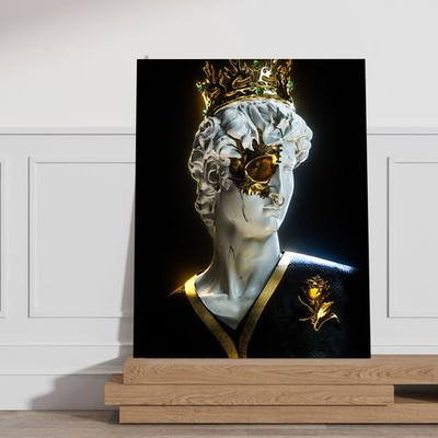 Картина на стену, интерьерная karTTina "Статуя Давида Золотая корона", 50х70см 1шт.
