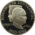 1 доллар. 100-летие Эйзенхауэра. (P) 1990 г. PROOF Серебро
