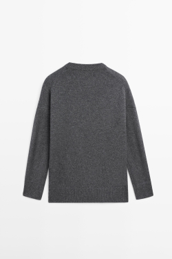Massimo Dutti Джемпер оверсайз из 100% кашемира, антрацитово-серый
