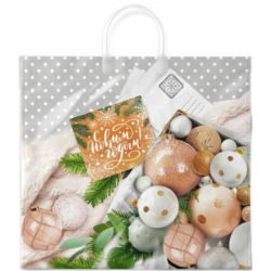 Новогодние пакеты с пластиковыми ручками 38х35+10см 90мкм (10/100шт)