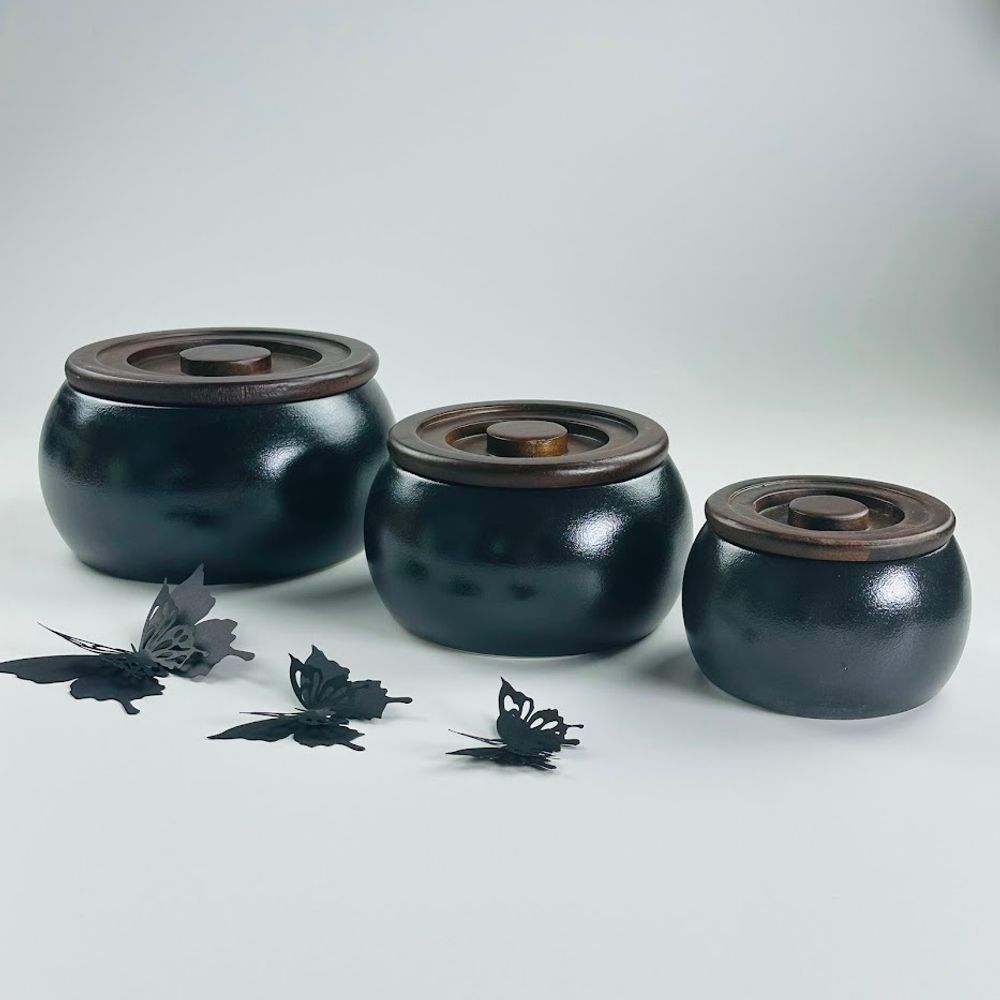 Lenardi 235-037 Набор из 3 банок 10/13/16см с крышками BLACKWOOD в под.уп.(х8)Фарфор
