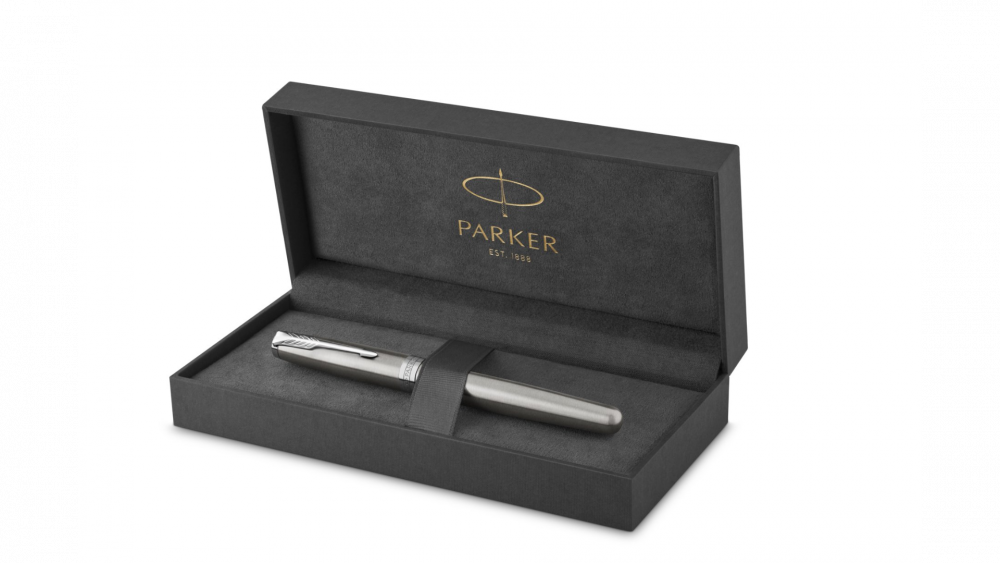 Ручка роллер Parker Sonnet  Stainless Steel CT, стержень: F, цвет чернил: black, в подарочной упаковке