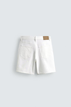 ZARA ДЖИНСОВЫЕ ШОРТЫ REGULAR FIT, БЕЛЫЙ