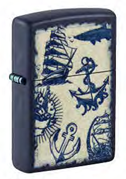 Цена наЗажигалка ZIPPO Nautical Design с покрытием Navy Matte, латунь/сталь, синяя, матовая