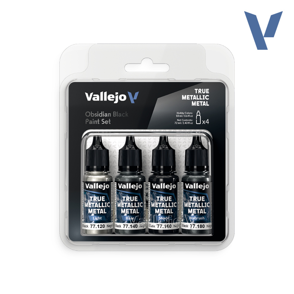 Vallejo True Metallic Metal - набор Obsidian Black