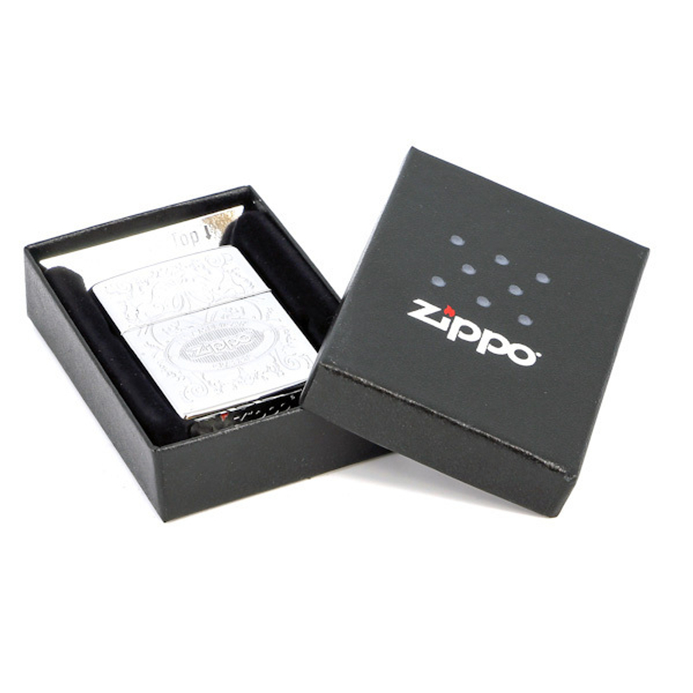 Зажигалка Zippo с покрытием High Polish Chrome, латунь/сталь, серебристая, глянцевая, 36x12x5