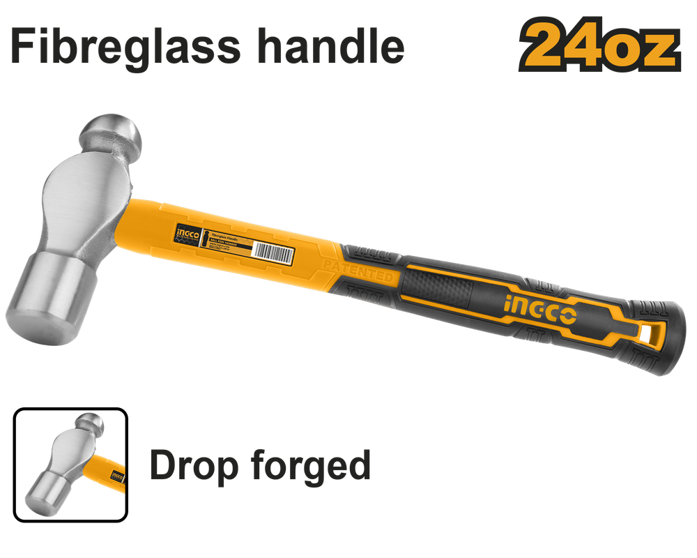 Молоток с круглым бойком INGCO HBPH88024 680 г