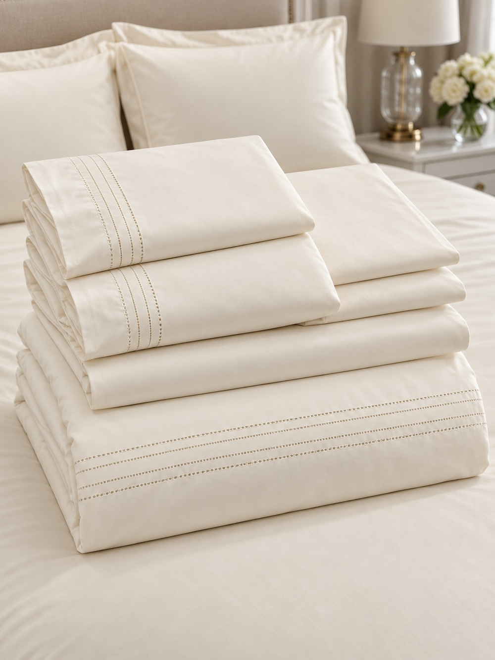 Gelin Home КПБ 6 пр. MIRA кремовый цвет пододеяльник 200*220, простынь 240*260, наволочки 50*70 2шт, декоративные наволочки 50*70 2шт GLNN532 — фото 5