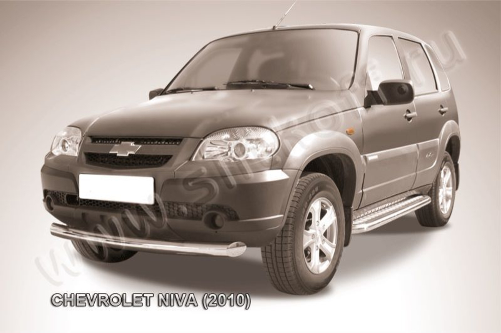 Защита переднего бампера (нержавейка) Chevrolet Niva (2009-2020) d76