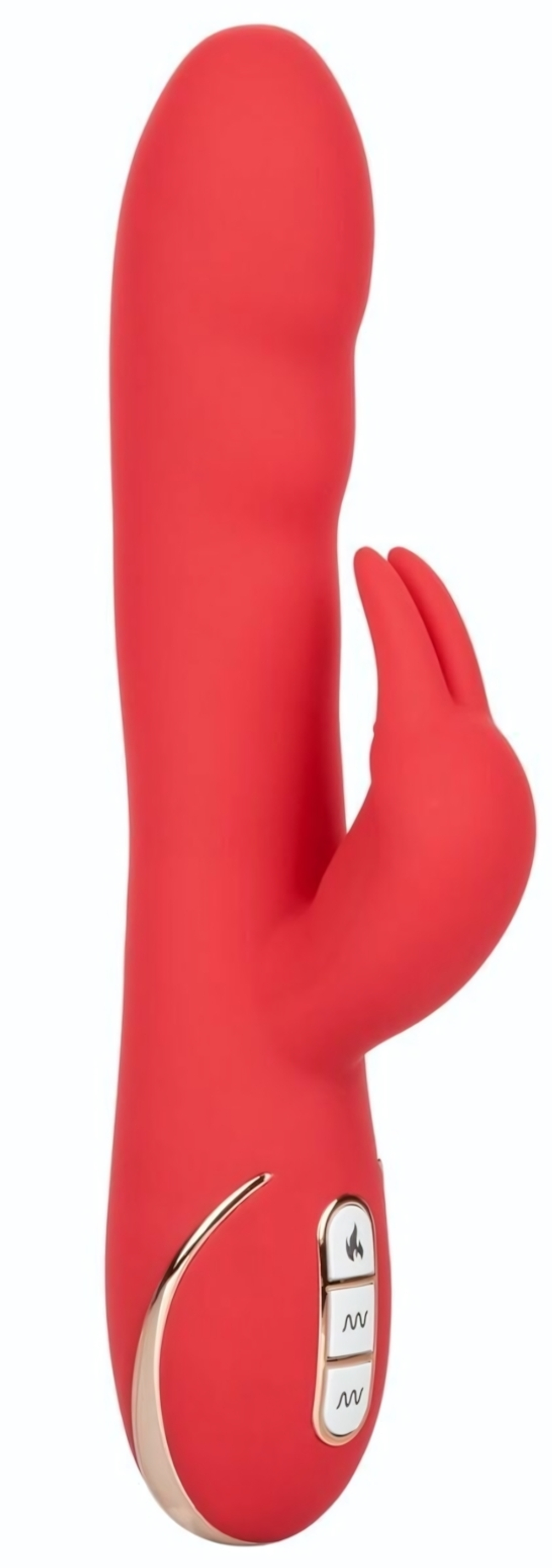 Красный вибромассажер-кролик с функцией нагрева Heated Silicone Ultra-Soft Rabbit - 21,5 см. (Цвет: красный)