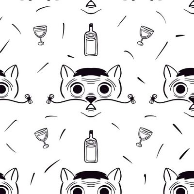 Бесшовный паттерн кот Сальвадор. Seamless pattern cat El Salvador