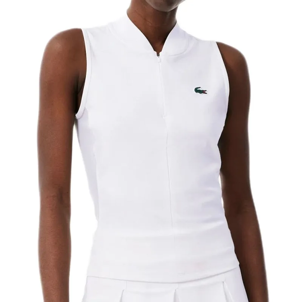 Женское теннисное поло Lacoste Sleeveless Stretch Dual Fabric Tennis - white