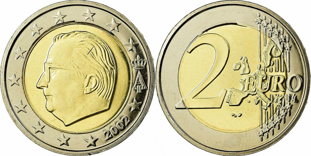 Бельгия 2 евро, 2002 Король Альберт II XF