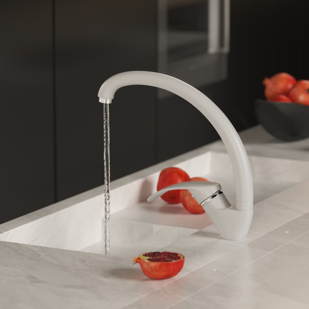 Смеситель для кухни 35к MIXLINE  МЛ-ГС02 (ML-GS02) (331) белый высок. излив