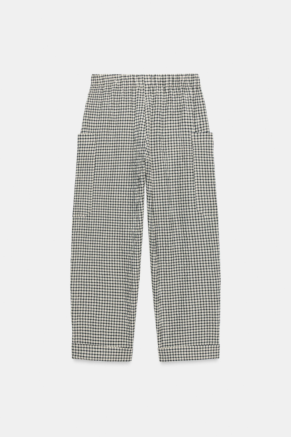 БРЮКИ В КЛЕТКУ С ЭЛАСТИЧНЫМ ПОЯСОМ — ZARA