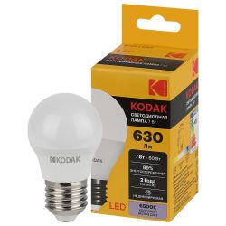 Лампа светодиодная Kodak LED P45-7W-865-E27 K 7Вт шар холодный дневной свет Е27 | Лампы cветодиодные Шар (G/P)