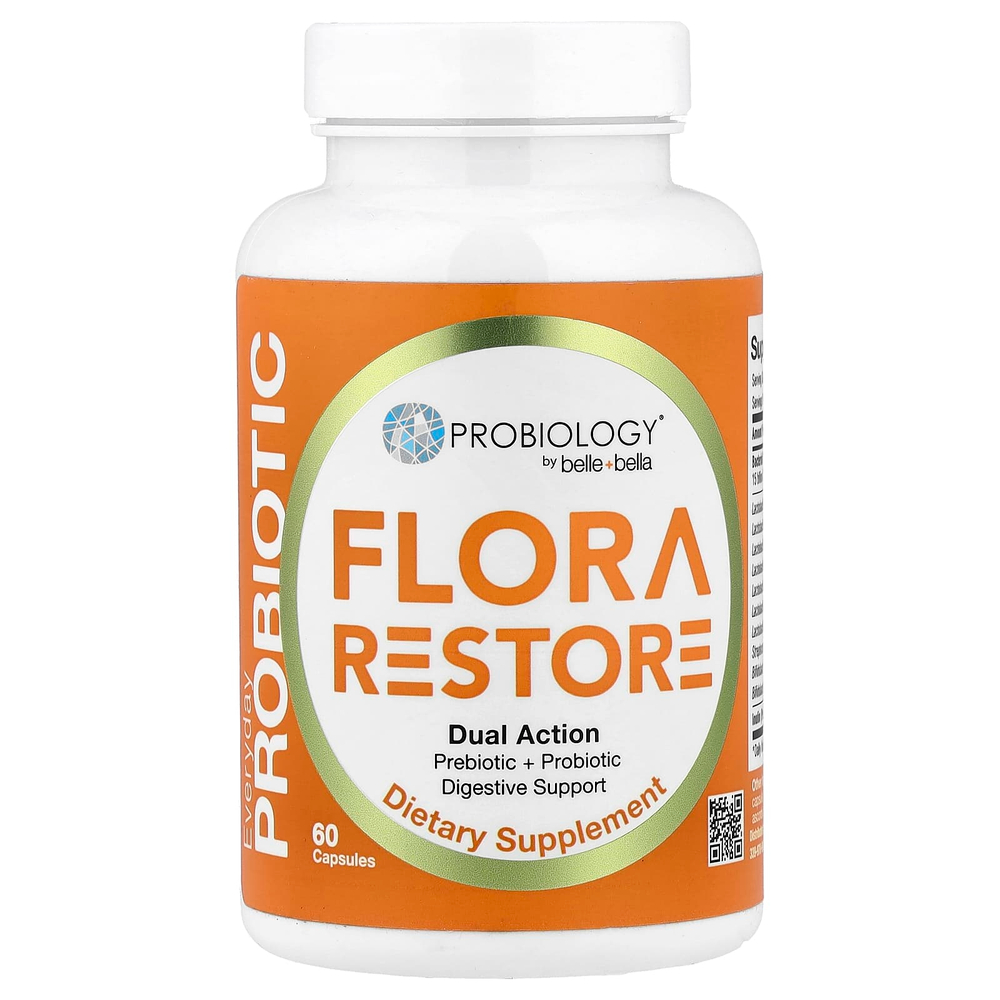 Belle+Bella, Probiology®, Flora Restore, 15 млрд КОЕ, 60 капсул