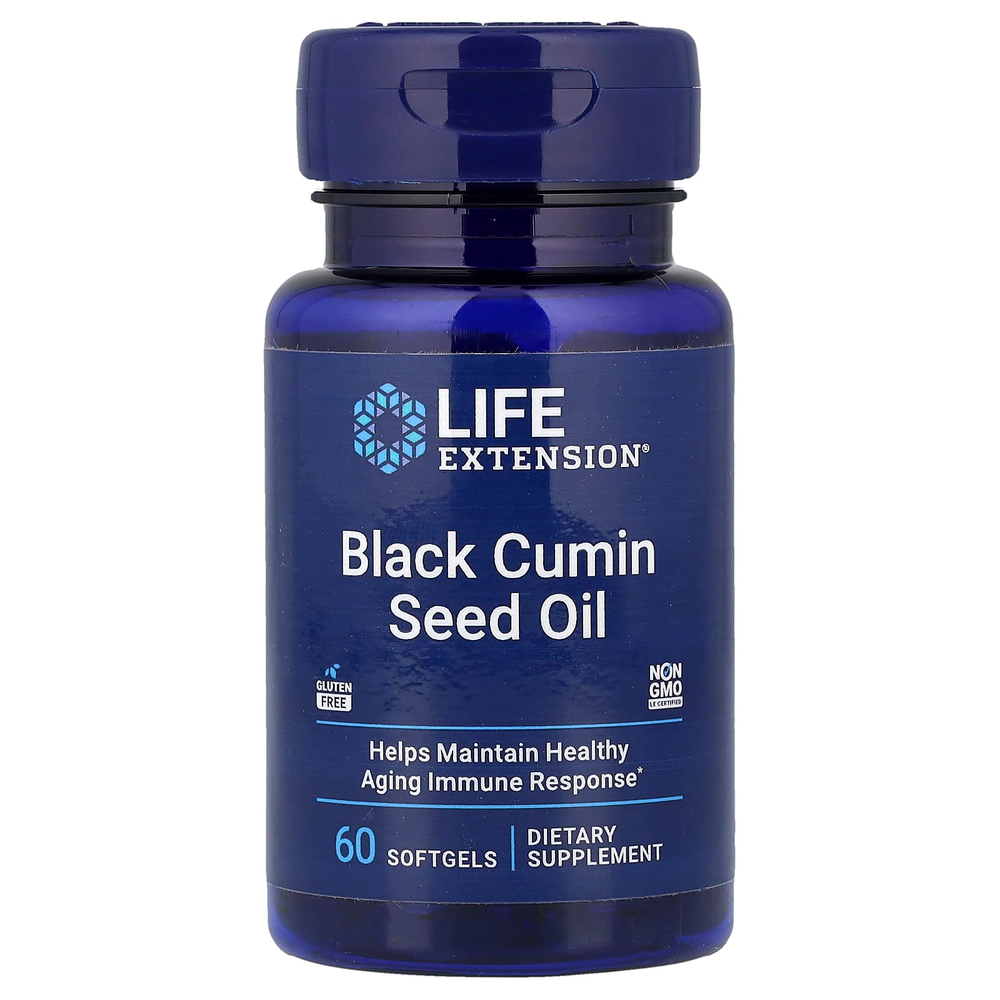 Life Extension, масло чёрного тмина, 60 капсул (500 мг в 1 капсуле)