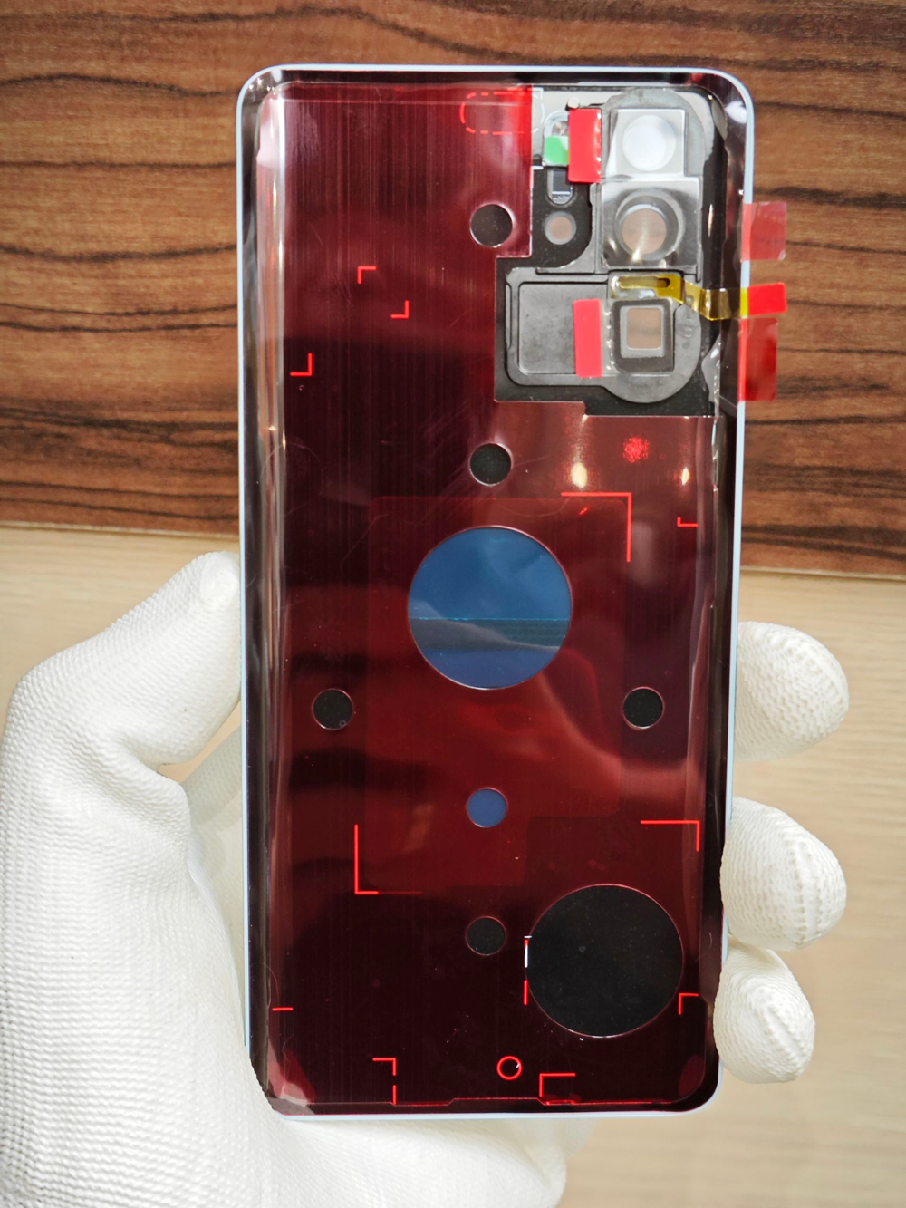 Задняя крышка ПРЕМИУМ для Huawei P30 Pro VOG-L29 ( заднее стекло ) Цвет: Бело-Голубой-Сиреневый / Breathing Crystal
