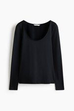 Топ с длинными рукавами и глубоким круглым вырезом - H&M