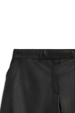 Massimo Dutti Брюки Barrel Fit из натуральной кожи наппа - Limited Edition, черный
