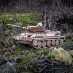 Механический Танк Т-34-85 (EWA) - Деревянный конструктор, 3D пазл, сборная модель на резиномоторе