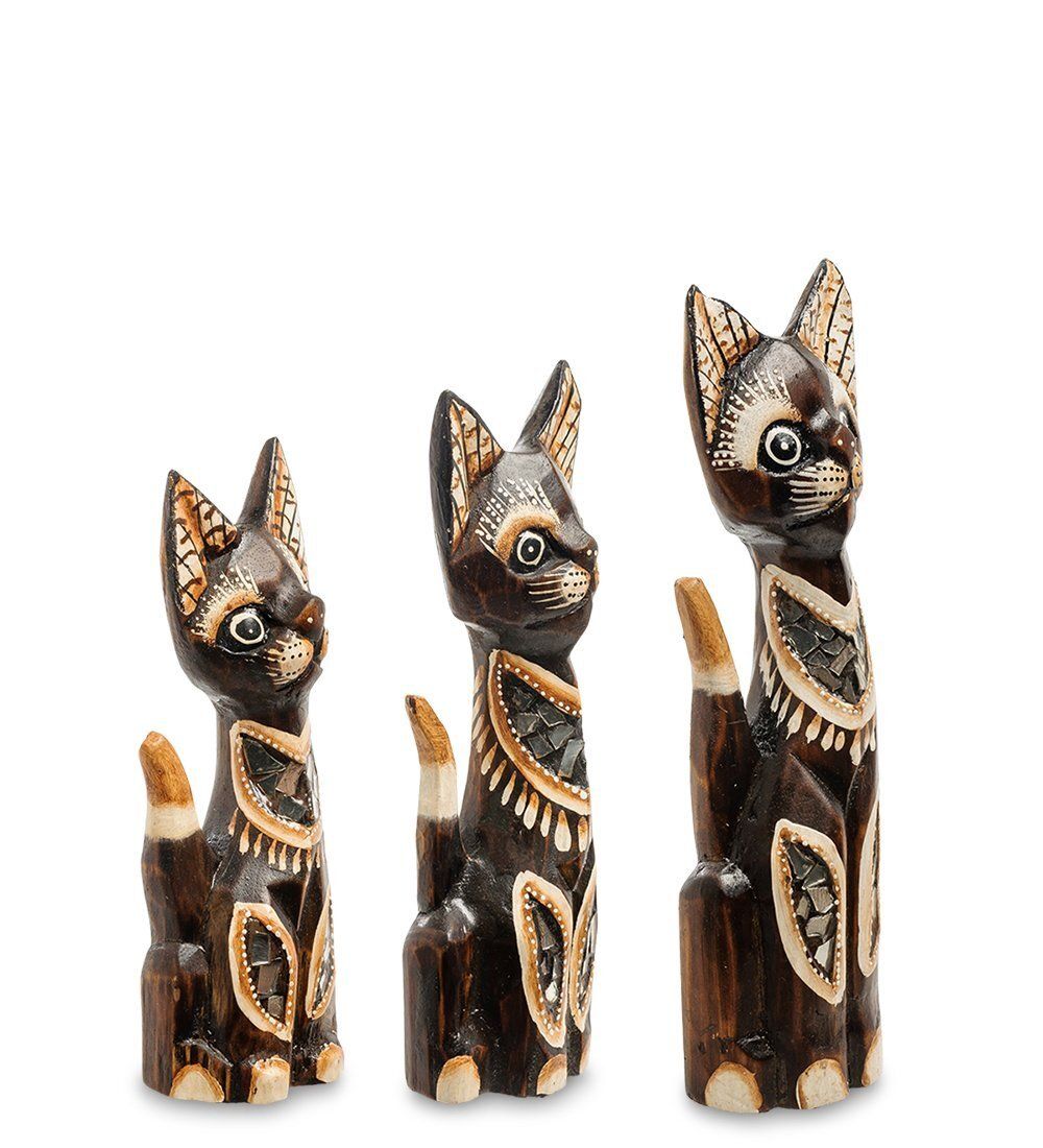99-164 Фигурка «Кошка» н-р из трех 30,25,20 см (албезия, о.Бали)