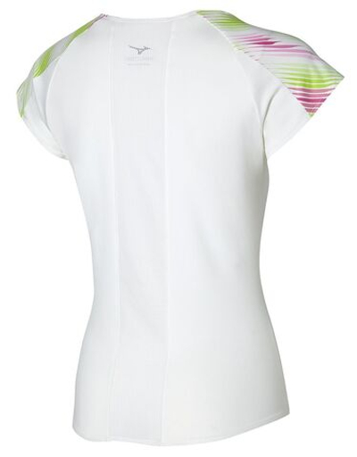 Женская теннисная футболка Mizuno Printed Tee - white/fuchsia