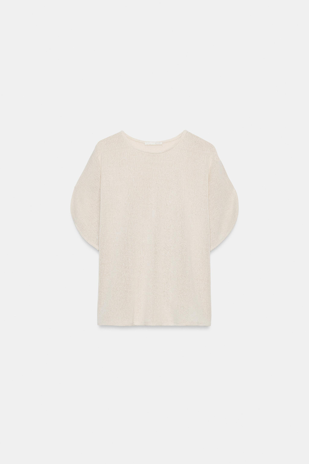 ZARA ТОП В СТИЛЕ РУСТИК С РУКАВАМИ-КРЫЛЫШКАМИ, СВЕТЛО-БЕЖЕВЫЙ