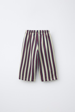 ZARA БРЮКИ WIDE LEG ИЗ ФУТЕРА В ПОЛОСКУ, БУРГУНДИ