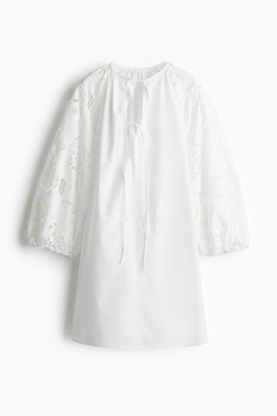 Платье с вышитыми рукавами - H&M