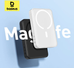 Внешний аккумулятор с магнитом повербанк PowerBank 20000mAh 20W чёрный Magnetik Mini BASEUS РРСХМ20