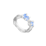 Кольцо Ассиметрия с голубыми фианитами / Blue Stone Ring