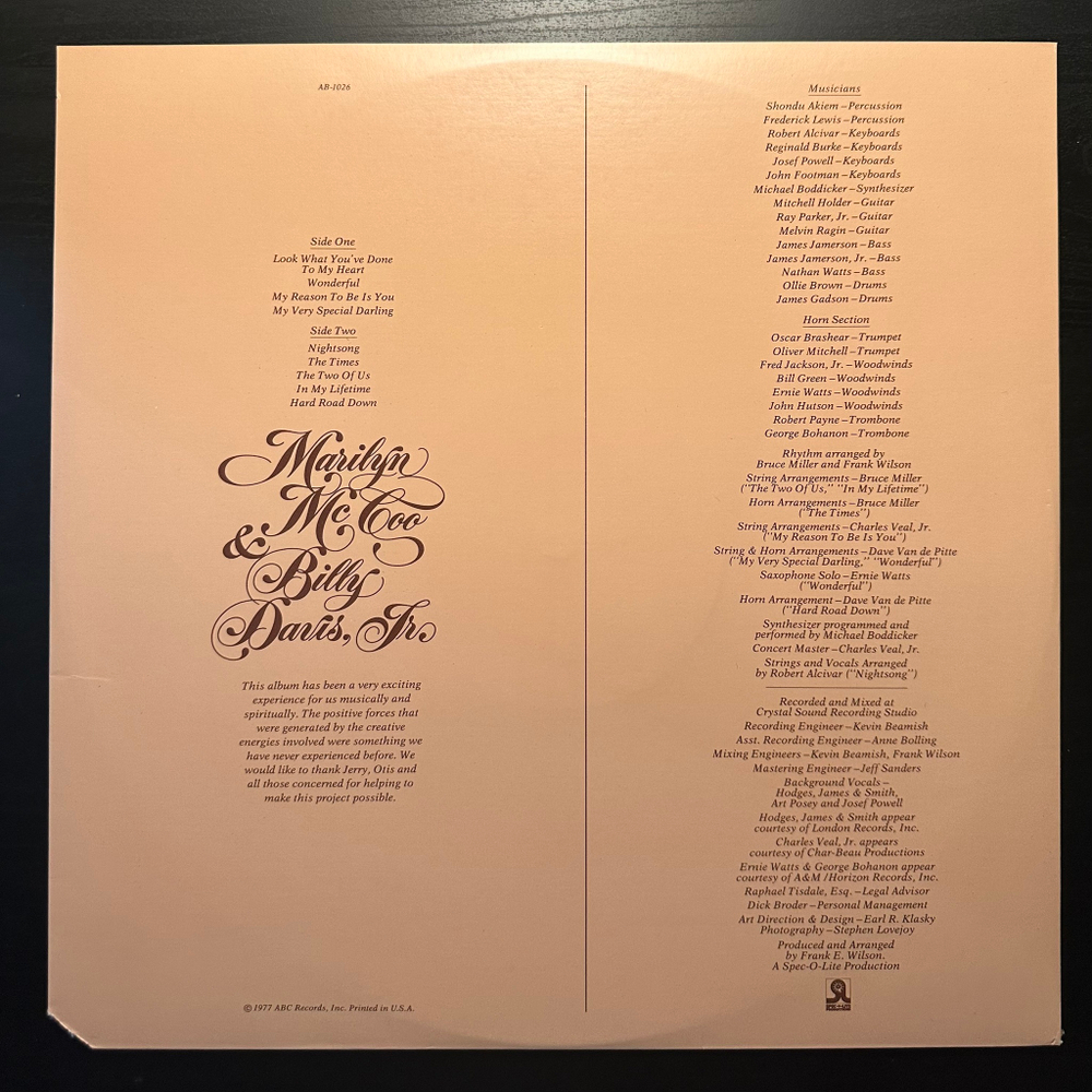 Marilyn McCoo & Billy Davis, Jr. - The Two Of Us (США 1977г.)