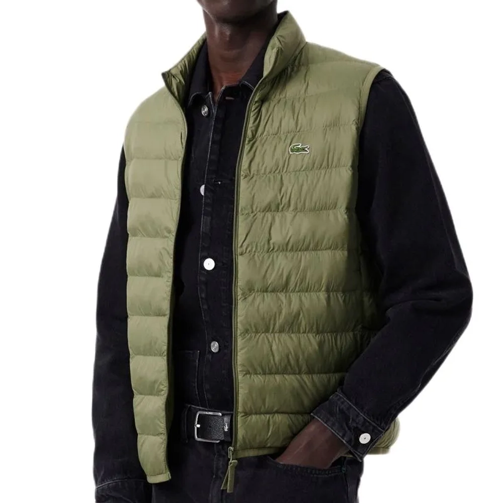 Мужская теннисная жилетка Lacoste Water-Repellent Puffed Windbreaker - khaki green