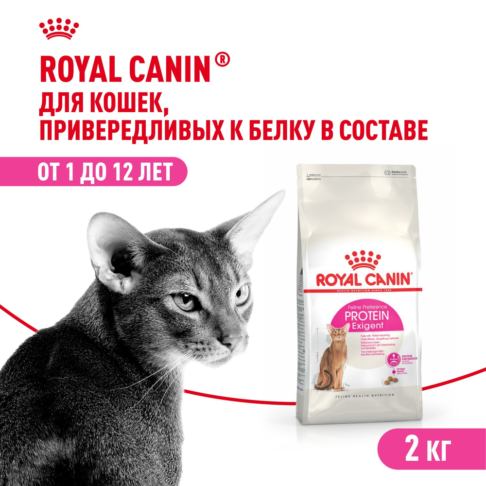 Royal Canin Protein Exigent Протеин Экзиджент Корм сухой для взрослых кошек привередливых к белку в составе старше 1 года 2кг