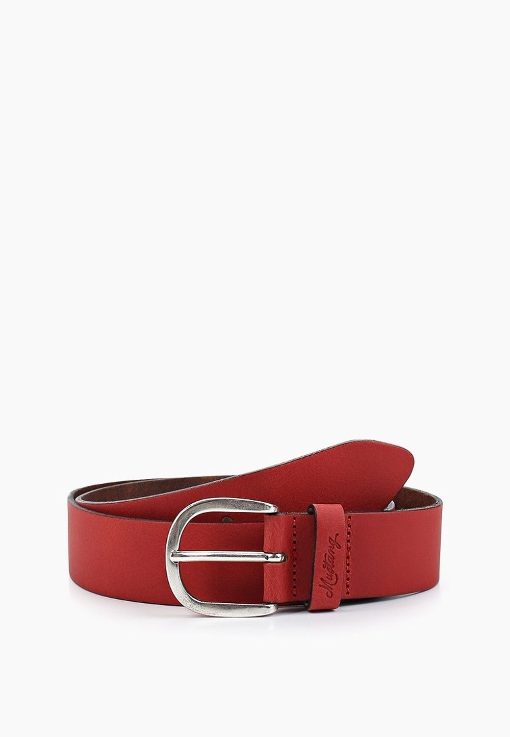 Ремень взрослый MUSTANG Leather belt in 35 mm with buckle in polished silver(Leather in a light pull-up look with vintage ch