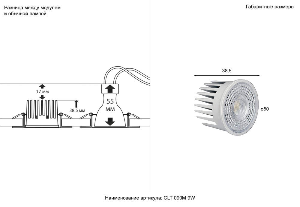 Светодиодный диммируемый модуль Crystal Lux CLT 090D 9W 3000K WH