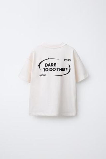 ZARA ФУТБОЛКА С ЛОГОТИПОМ, ЭКРЮ