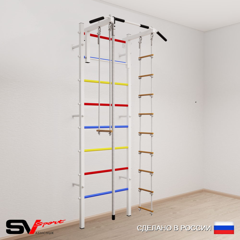 Шведская стенка Sv Sport усиленная 616 (Турник стандарт/Канат/Лестница/Трапеция)