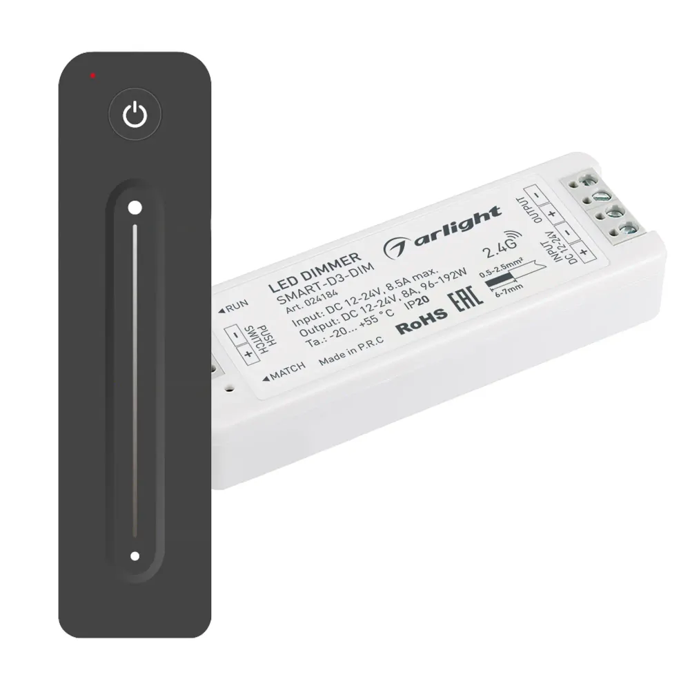 Диммер SMART-DIM-SET-LINE (12-24V, 1x8A, ПДУ 2.4G) (Arlight, IP20 Пластик, 5 лет) Диммер SMART-DIM-SET-LINE (12-24V, 1x8A, ПДУ 2.4G) (Arlight, IP20 Пластик, 5 лет)