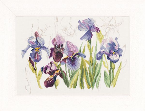 Набор для вышивания нитками Lanarte, Tripych Blue Flowers -Irisses, 40х28 см