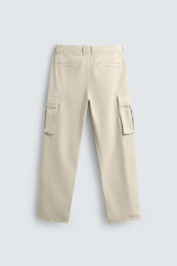ZARA БРЮКИ КАРГО RELAXED FIT, КАМЕННО-СЕРЫЙ
