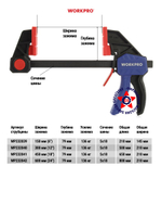 Струбцина F-образная 600мм WORKPRO WP232029