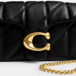 COACH СУМКА ЧЕРЕЗ ПЛЕЧО TABBY 19 С ЦЕПОЧКОЙ И СТЕЖКОЙ, ЧЕРНЫЙ
