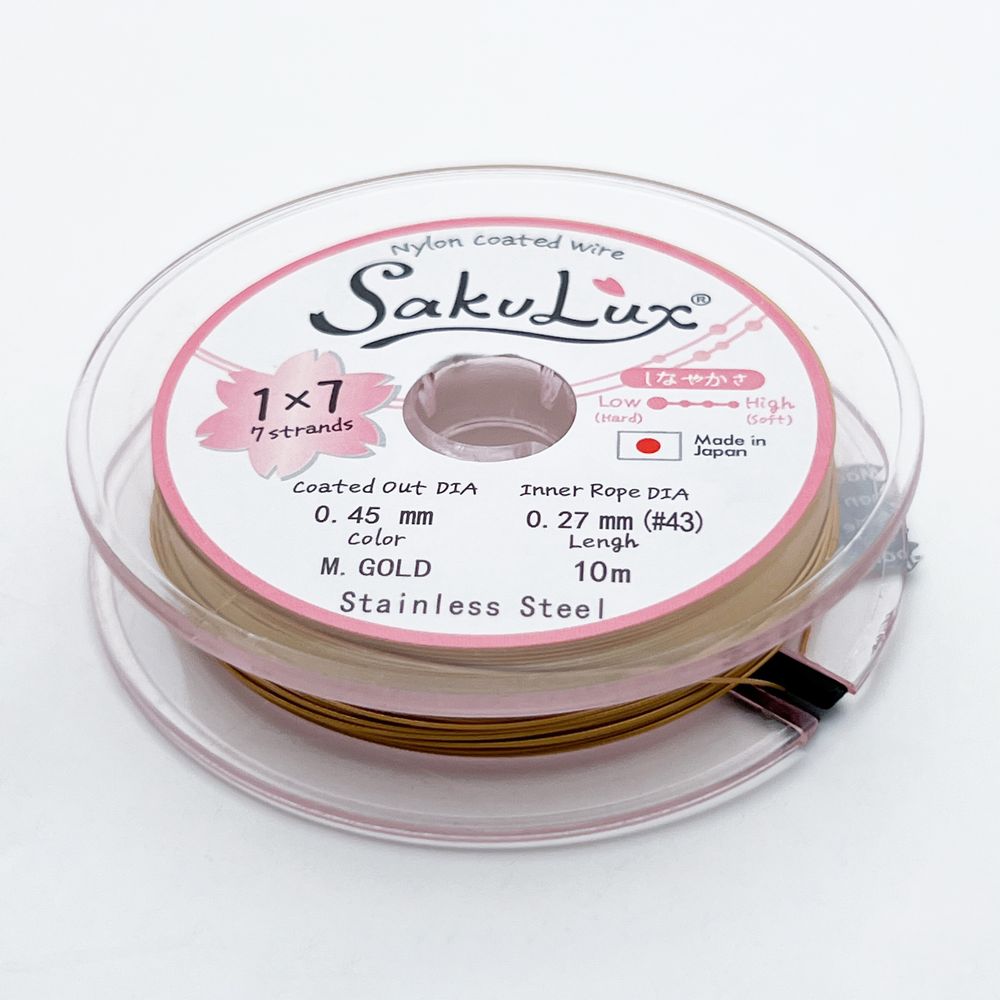 Ювелирный тросик SakuLux, цвет золото, толщина 0,45 мм, цена за катушку 10 метров
