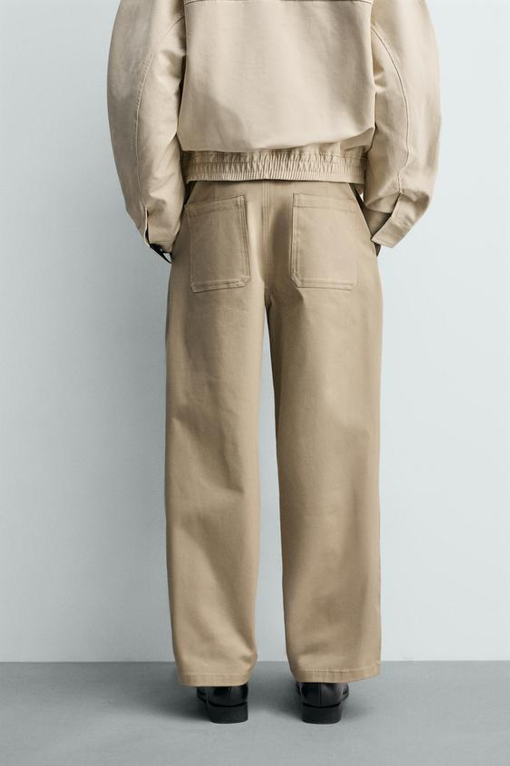 ZARA БРЮКИ WIDE FIT СО СКЛАДКАМИ, БЕЖЕВЫЙ