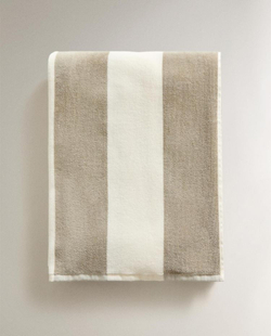ZARA HOME ПЛЯЖНОЕ ПОЛОТЕНЦЕ В ПОЛОСКУ, ЗЕЛЕНЫЙ