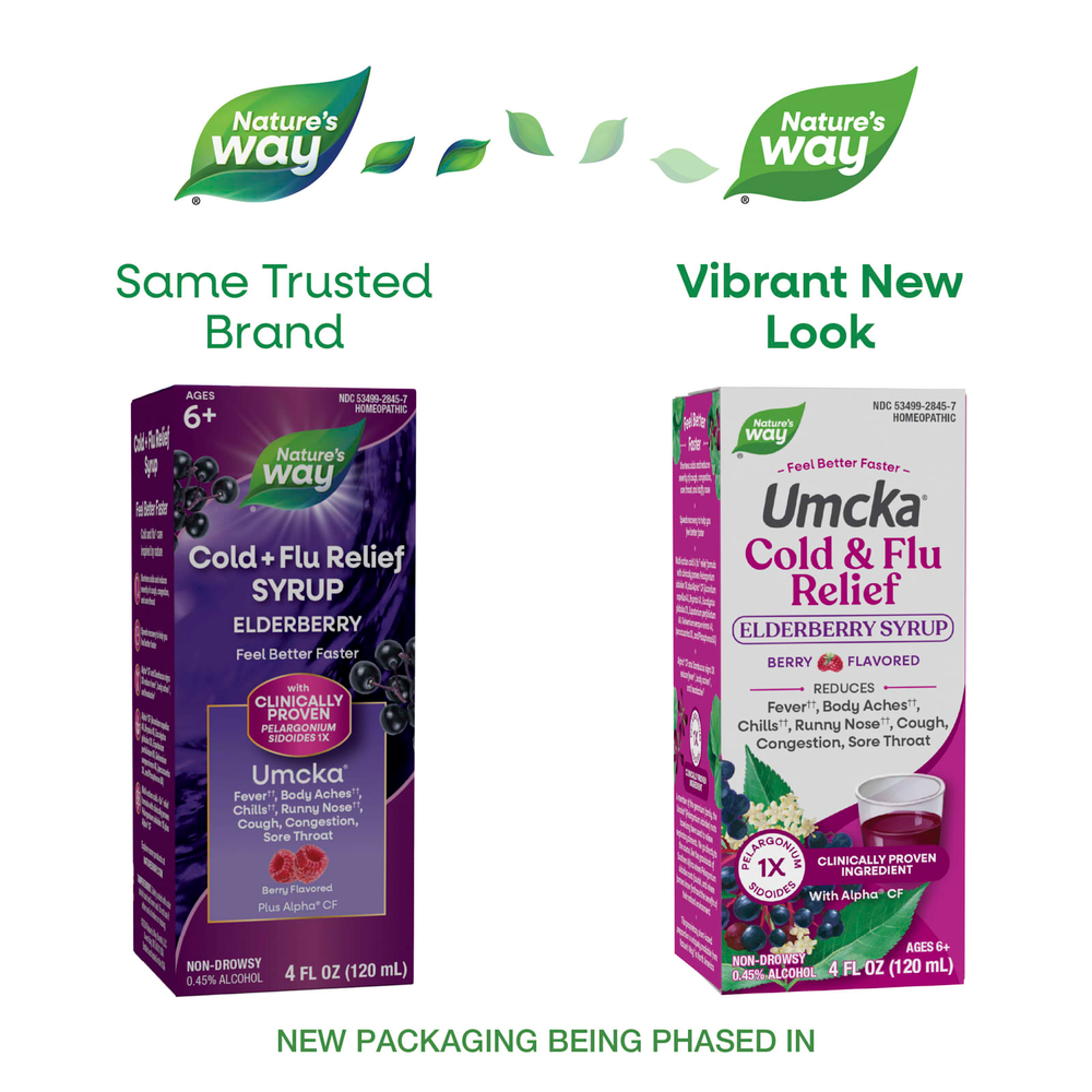 Nature's Way, Umcka®, сироп из бузины для облегчения симптомов простуды и гриппа, для детей от 6 лет, со вкусом ягод, 120 мл (4 жидк. унции)